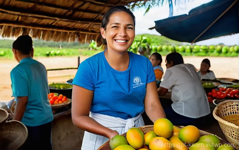 지속 가능한 학습 중심 여행을 위한 가이드 - **Vibrant Culinary Connection in Brazil:** A warm, inviting scene in an open-air kitchen or a bustli...