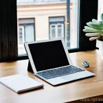 Home 13 여행 중 수집한 자료 활용법 - **Prompt:** "A young adult, likely in their late 20s or early 30s, is comfortably seated at a modern...