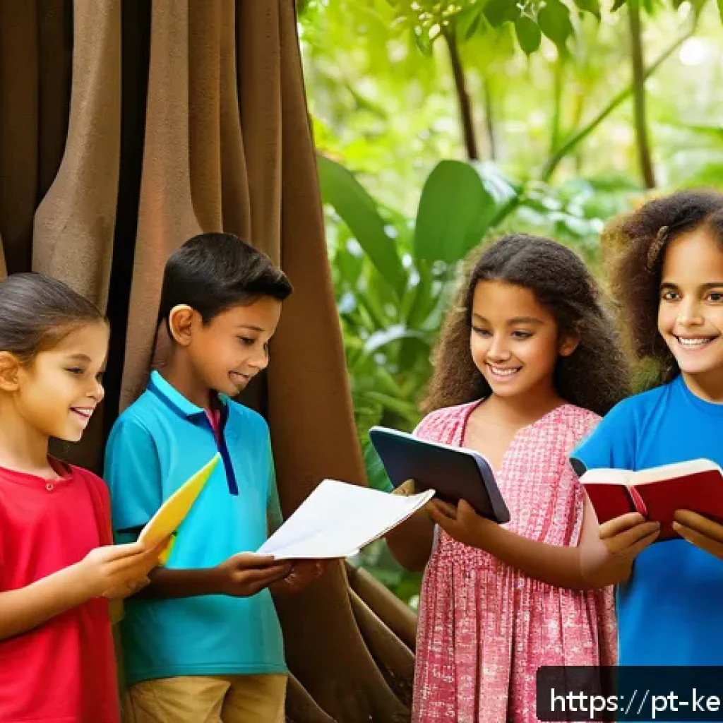 학습 중심 여행에 대한 부모의 이해 돕기 - A vibrant outdoor scene in a Brazilian park featuring a diverse group of children aged 6 to 10, dres...
